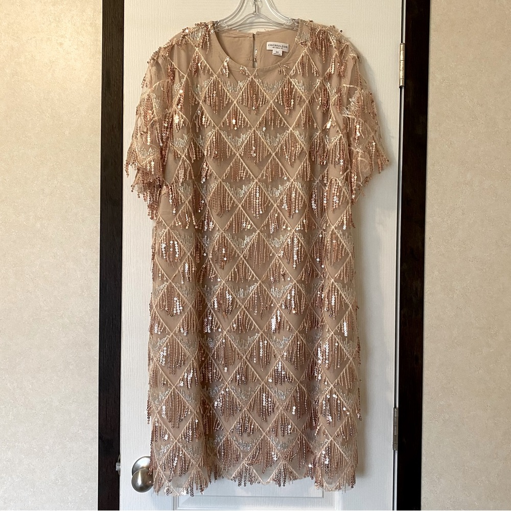 Sequined dress, knee length beige/rose gold. Beautiful dress.